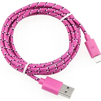 Datový kabel Synchronizační a nabíjecí kabel Lightning pro Apple iPhone / iPad / iPod - tkanička - růžový - 2m