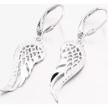 Náušnice Dámské náušnice stříbro 925 zirkon visací andělská křídla PKL-2280