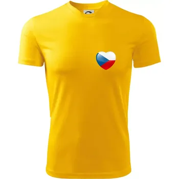 Česká vlajka srdce - pravé prso - Dětské triko sportovní (dresovina) - 122 cm/6 let ( Žlutá )