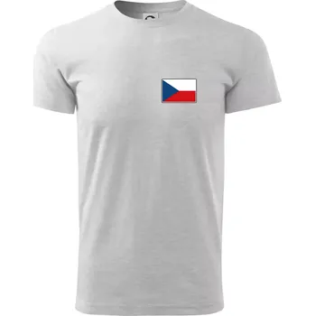 Pánské tričko Česká republika - Vlajka malá - Triko extra velké (5-8XL) - 7XL ( Světlešedý Melír )