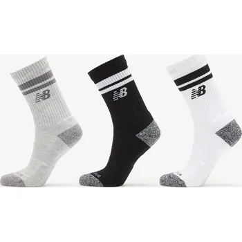 Ponožky New Balance Active Lifestyle Striped Crew Socks 3-Pack White/ Black/ Grey XL