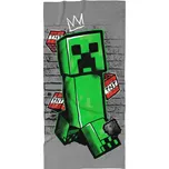 Dětská plážová osuška MINECRAFT CREEPER KING, šedá, froté, 70x140cm