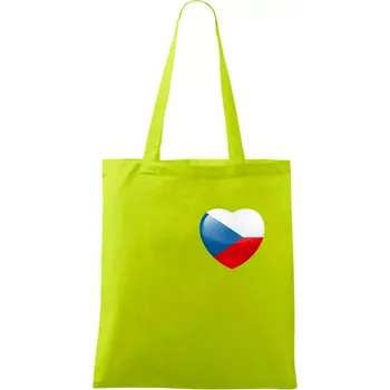Česká vlajka srdce - pravé prso - Taška bavlněná - 42 x 38 cm ( Limetková )