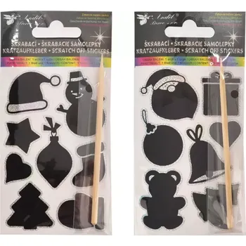 Vánoční dekorace Samolepka/jmenovka škrabací vánoční 8x12 cm 2ASS