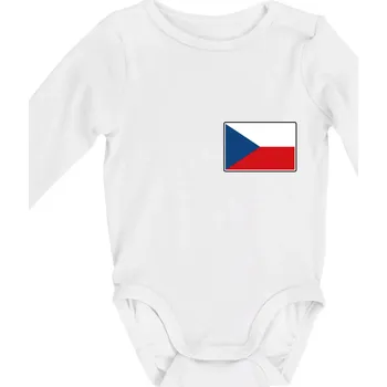 Kojenecký body Česká republika - Vlajka malá - Body kojenecké s dlouhým rukávem - Dlouhý r. do 3 měs ( Bílá )