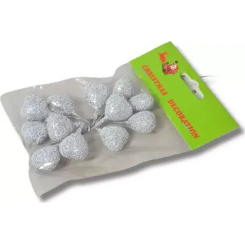 Vánoční dekorace Dekorace - Srdce 20mm na drátku stříbrné 12ks