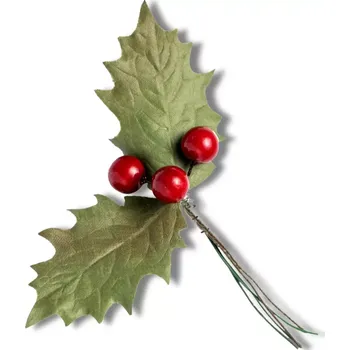 Vánoční dekorace Přízdoba látková - cesmína s plody