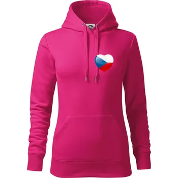 Dámská mikina Česká vlajka srdce - pravé prso - Mikina dámská Cape s kapucí - M ( Purpurová )