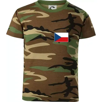 Chlapecké oblečení Česká republika - Vlajka malá - Dětské maskáčové triko - 122 cm/6 let ( Hnědý maskáč )