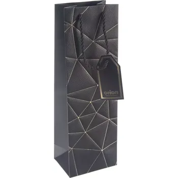 Dárková taška Taška papír dárková na víno mřížka 12x9x36 cm černá