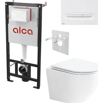 Alcadrain Set modulu do sádrokartonu, WC Urban Vort, sedátka a tlačítka bílá mat M1876