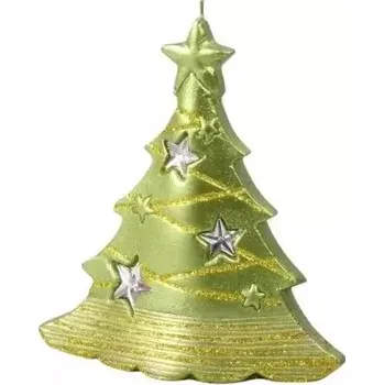 Vánoční dekorace Svíčka ván.Stromek s hvězdami olivová