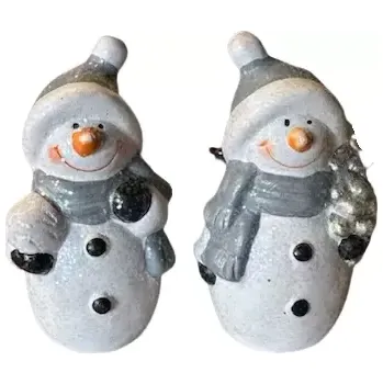 Vánoční dekorace Dekorace - Sněhulák s předměty modrý keramika 12cm