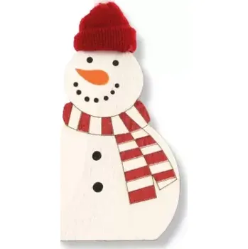 Vánoční dekorace Dekorace - Sněhulák dřevo červený