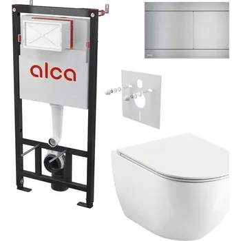 Alcadrain Set modulu do sádrokartonu, WC Urban City, sedátka a tlačítka FUN-INOX