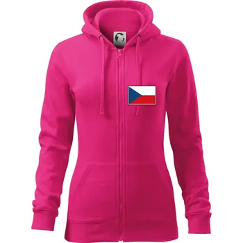 Dámská mikina Česká republika - Vlajka malá - Dámská mikina trendy zipper s kapucí - L ( Purpurová )