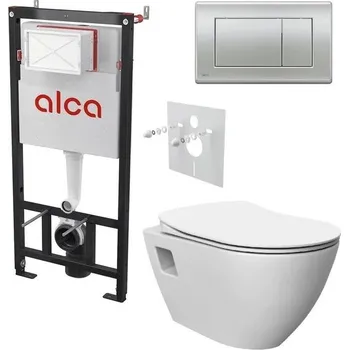 Alcadrain Set modulu do sádrokartonu, WC Urban, sedátka a tlačítka chrom mat M272