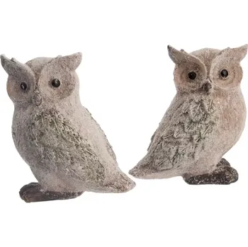 Velikonoční dekorace Sova polyresin šedá/zelená 15x11x18 cm 2ASS