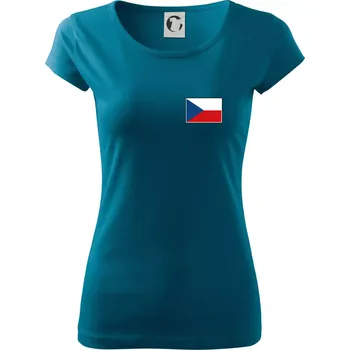 Dámské tričko Česká republika - Vlajka malá - Dámské triko Pure - XS ( Petrolejová )