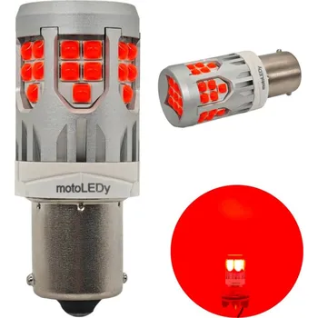 Autožárovka p21W LED žárovka BA15S 10-50V bez poruchy červená 2800lm motoLEDy 1446