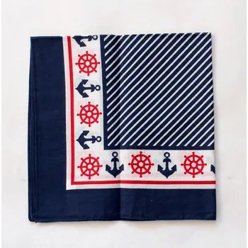 ETEX Dětský bavlněný šátek 55 x 55 cm - modrý s kotvami