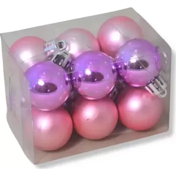 Vánoční ozdoba Dekorace Koule vánoční 4cm, 12ks sv.růžová