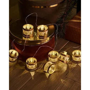 Vánoční dekorace SIRIUS LED dekorativní řetěz, zlaté bubínky, 1,5m