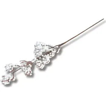 umělá květina Dekorace - Větev bobule bílé drobné 66cm