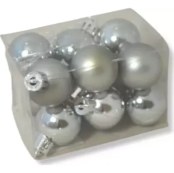Vánoční ozdoba Dekorace Koule vánoční 4cm, 12ks šedá