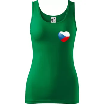 Dámské tričko Česká vlajka srdce - pravé prso - Dámské tílko - L ( Středně zelená )