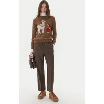 Dámské kalhoty Weekend Max Mara Kalhoty z materiálu Hataley 2525136022 Hnědá Regular Fit 36