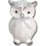 Dekorace - Sova sněžná s mašlí keramika 11,5cm