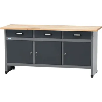 Dílenský stůl Pracovní stůl Küpper 1700 x 840 x 600 mm 3 zásuvek 3 dvířka antracit šedá