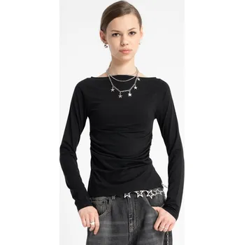 Dívčí tričko Reporter Young | Dívčí černá halenka s dlouhými rukávy a řasením v pase - Barva ČERNÁ, Velikost 152 253-0442G-42-100-1