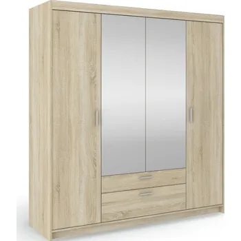 Šatní skříň ArtLemp Šatní skříň ELLEN 4D2S se zrcadlem | dub sonoma