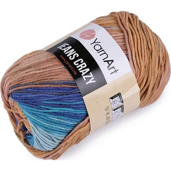 Příze Pletací příze Jeans Crazy 50 g batik - 5 (8207) béžová světlá modrá
