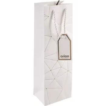 Dárková taška Taška papír dárková na víno mřížka 12x9x36 cm bílá