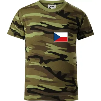 Chlapecké oblečení Česká republika - Vlajka malá - Dětské maskáčové triko - 104-110cm / 3-4 roky ( Zelený maskáč )