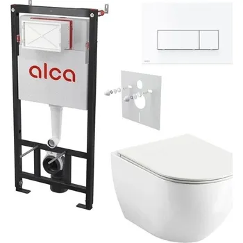 Alcadrain Set modulu do sádrokartonu, WC Urban City, sedátka a tlačítka bílá mat M576