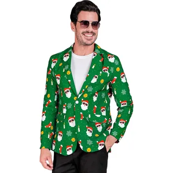 Karnevalový kostým Zelené vánoční sako se Santa Clausem - XL