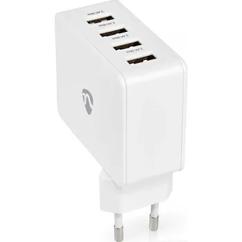 Nedis WCHAU481AWT - Síťová nabíječka | 4.8 A | 4 výstupy | USB-A | Bílá barva