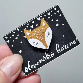 Brož Brož dřevěná malovaná - liška malá