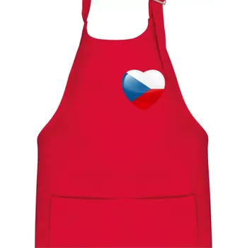 Kuchyňská zástěra Česká vlajka srdce - pravé prso - Dětská zástěra na vaření - Univerzální velikost ( Červená )