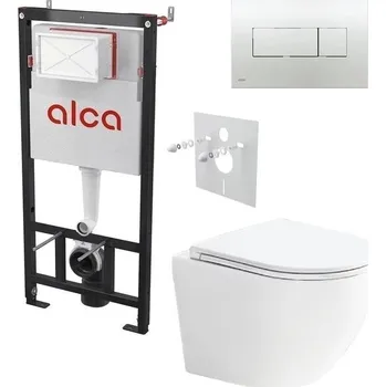 Alcadrain Set modulu do sádrokartonu, WC Urban Vort, sedátka a tlačítka chrom lesk M371