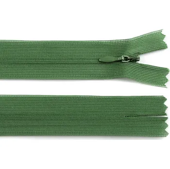 Zip Spirálový zip skrytý No 3 délka 50 cm dederon, malé, 265 zelená lahvová