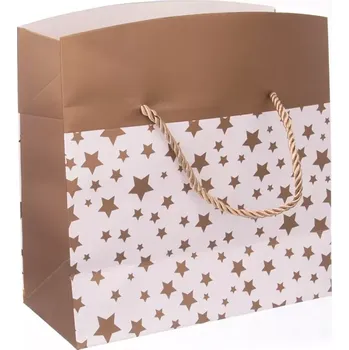 Dárková taška Taška dár. hvězdy uzavíratelná zlatá 18x9x12 cm