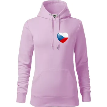 Dámská mikina Česká vlajka srdce - pravé prso - Mikina dámská Cape s kapucí - XS ( Orchid )