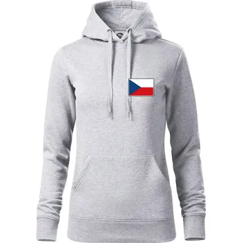 Dámská mikina Česká republika - Vlajka malá - Mikina dámská Cape s kapucí - XL ( Světlešedý Melír )