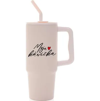 MOJE KÁVIČKA - růžový cestovní termohrnek 900 ml