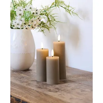 Svíčka SIRIUS Dobíjecí voskové LED svíčky Smilla, šedá, 3set